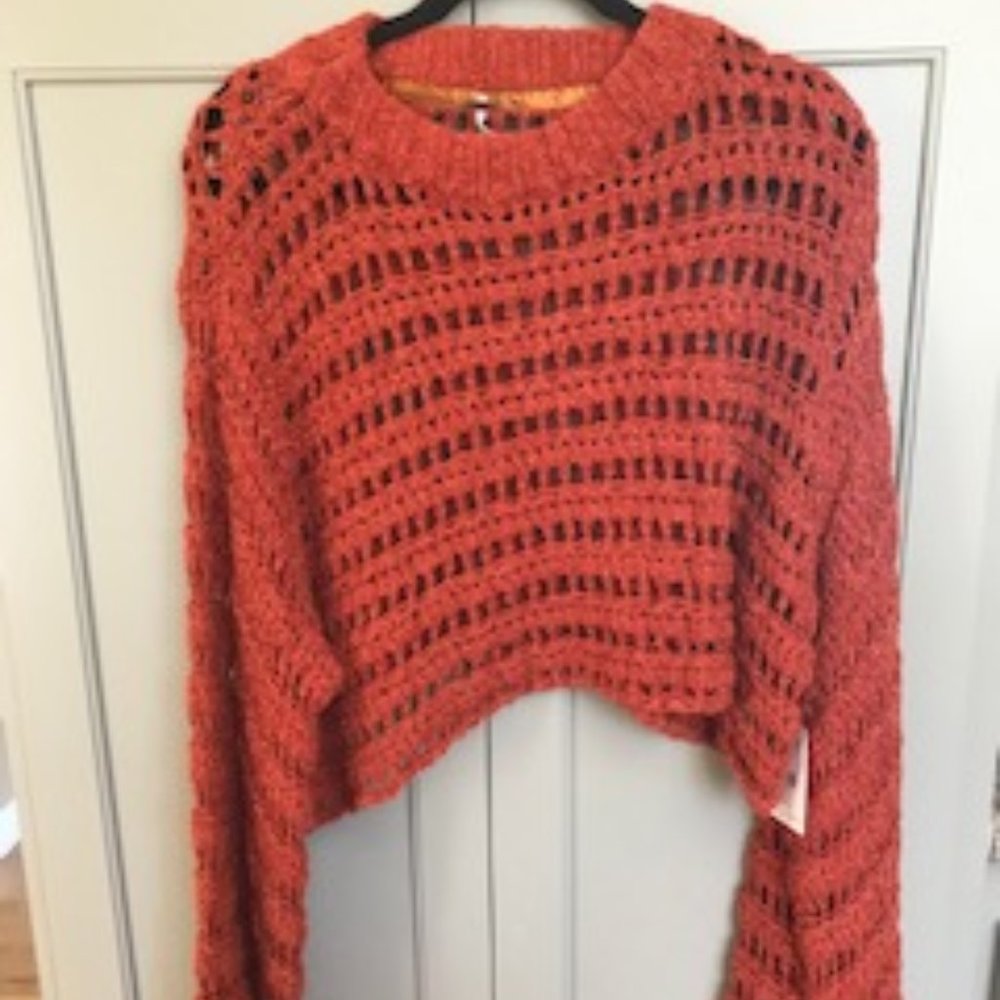 NWT Free PeopleCaught Up Bell Sleeve Crochet Knit - Picture 5 of 6